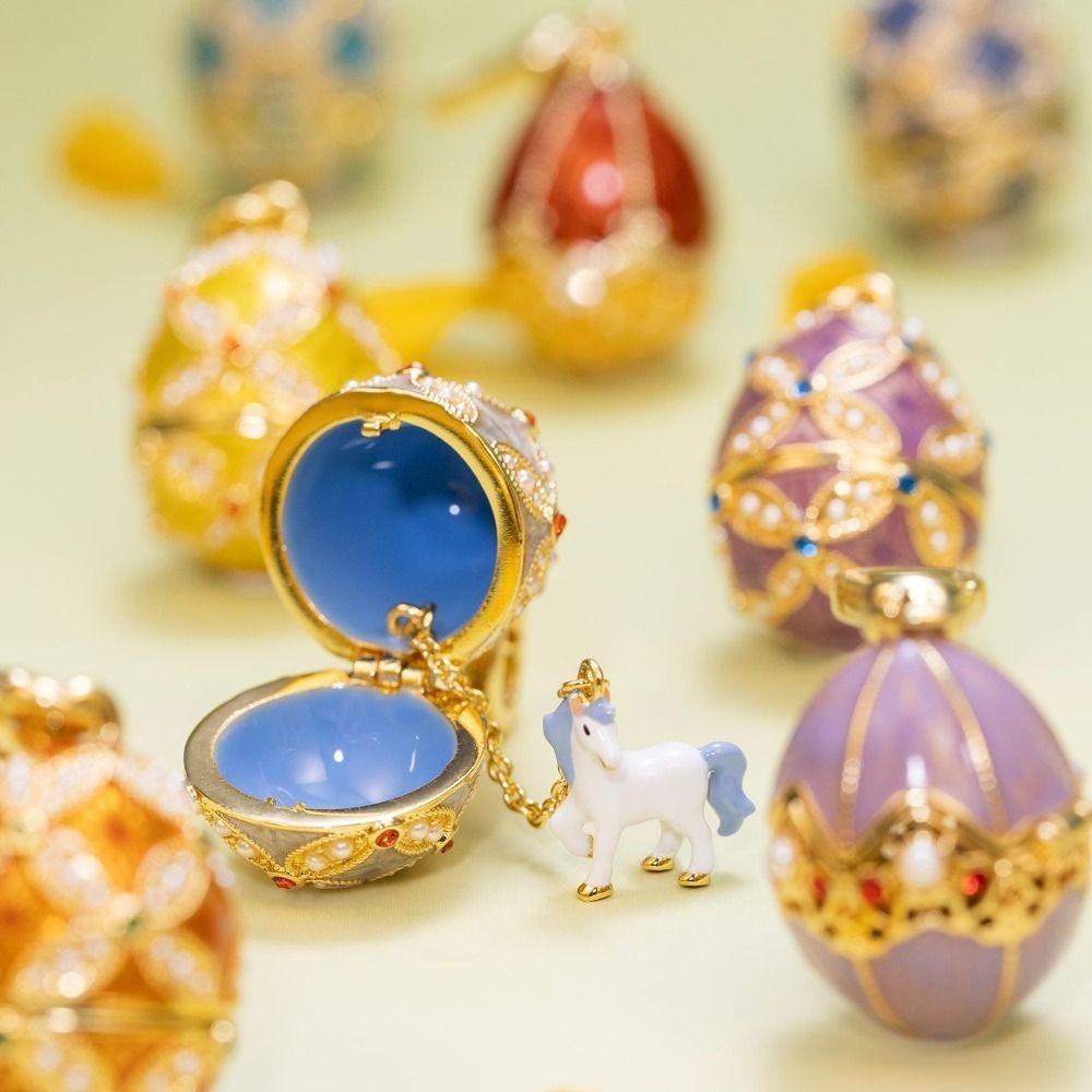Opened Design Enamel Egg Pendant Necklace Chinese Style Openable Pendant Necklace Trend Setting