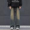 Spring and Autumn Men's Loose Straight Jeans Heavy Sand Wash Retro Casual Jeans Trousers Men