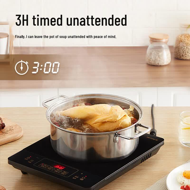 Midea Индукционная плита 2100 Вт с сенсорным управлением, штепсель CN (адаптер в комплекте)