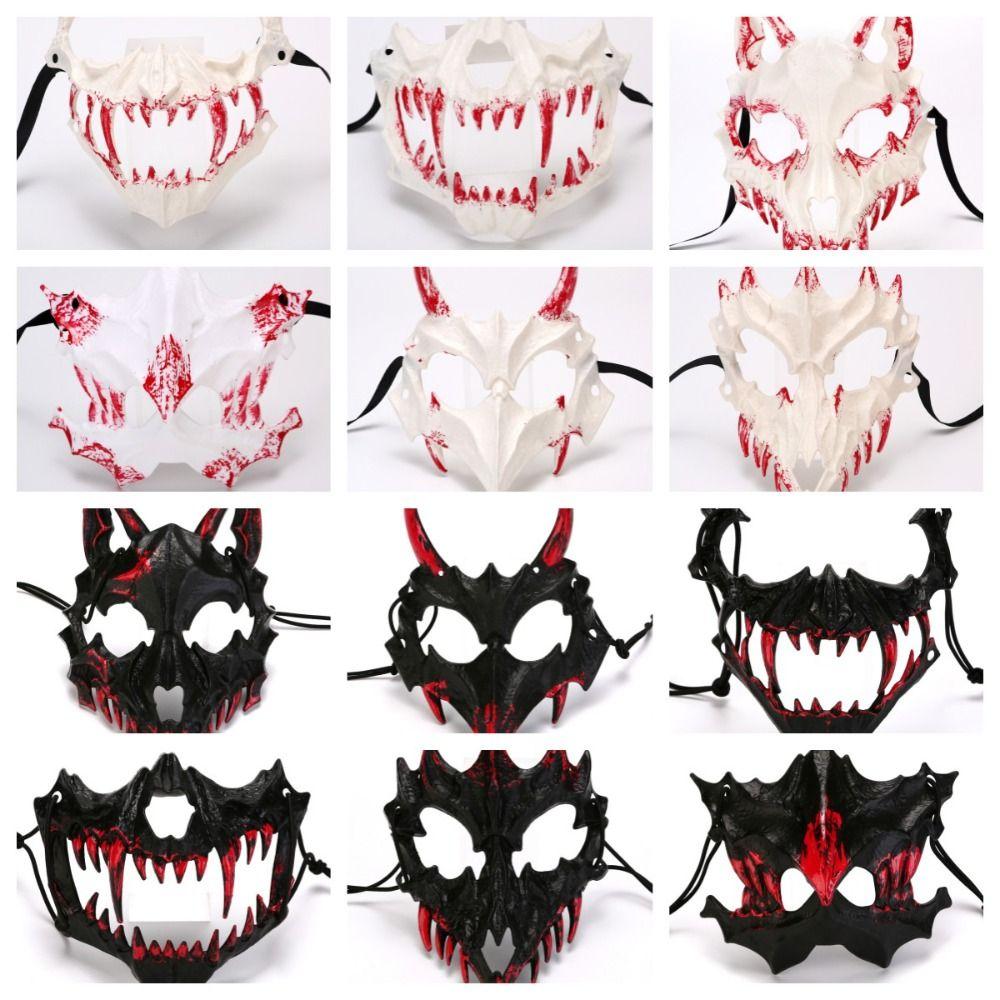 Resin Long Teeth Mask Half Mask Bloody Skull Mask Nightclub Cosplay