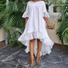 Women's Three-Quarter Sleeve Irregular Hem Holiday Party Dress Lace Patchwork Dresses