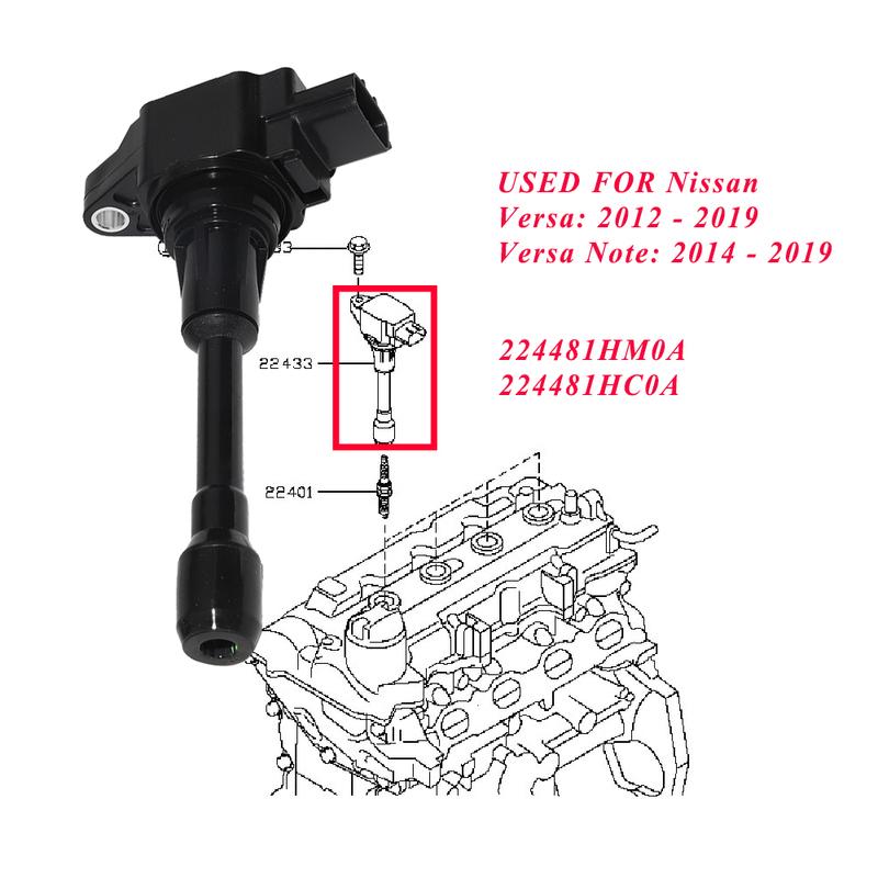 Car Engine Ignition Coil for NISSAN Versa Note MICRA 3-P 224481HM0A 224481HC0A Auto Accessories