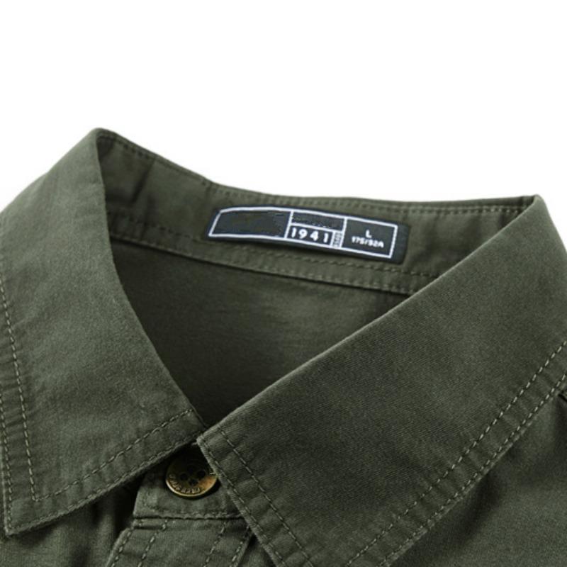 Мужская рубашка из 100% хлопка, однотонные рубашки-карго с несколькими карманами, модные уличные повседневные рубашки с короткими рукавами для мужчин, новые большие размеры M-8XL