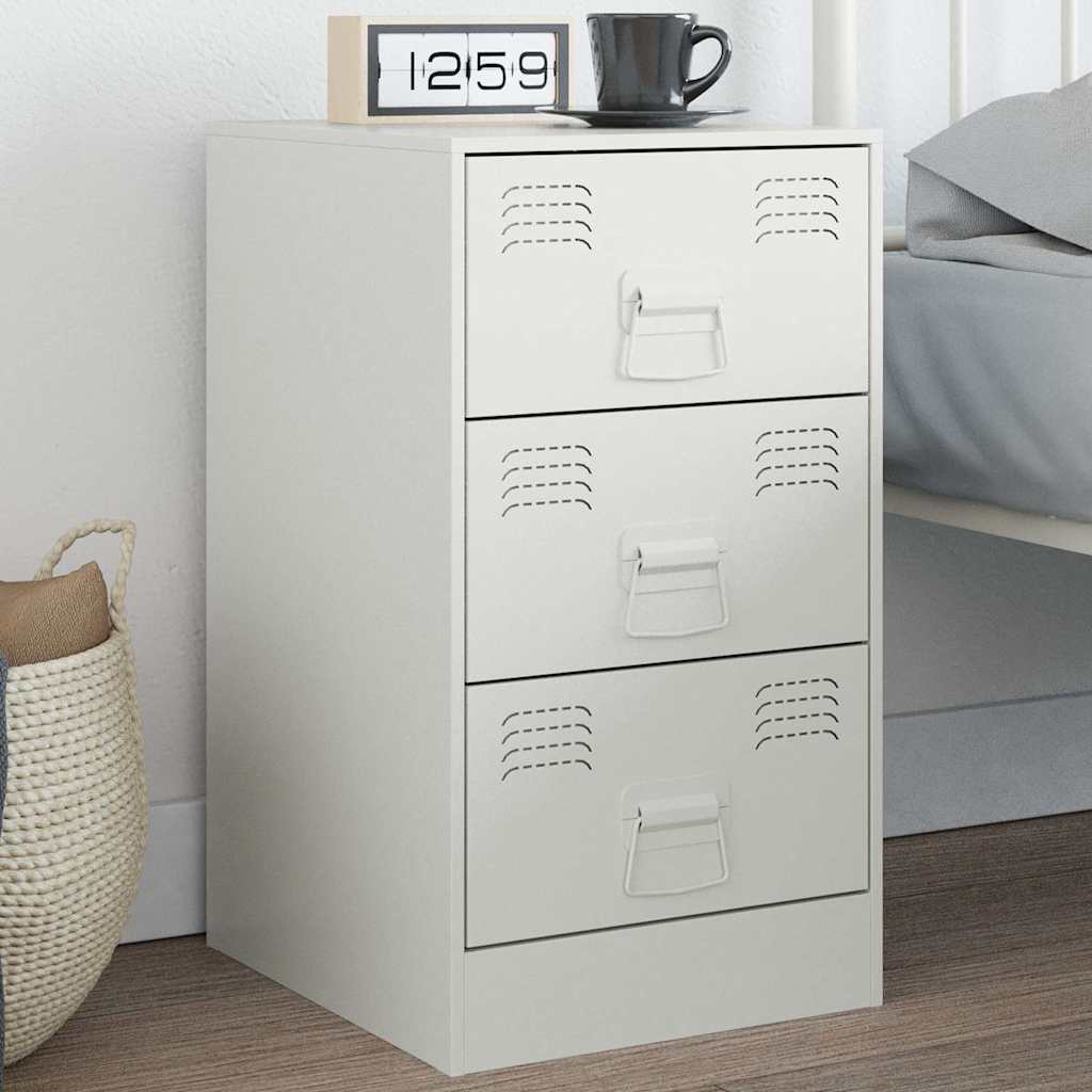Nightstand White 34.5 x 39 x 62 cm Steel