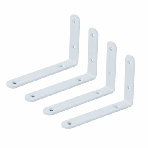 TK.Felly L-Shaped Brackets, Set of 4, for DIY Wall-Mounted Shelves and Display Shelves (White, 147 X 100 Mm)