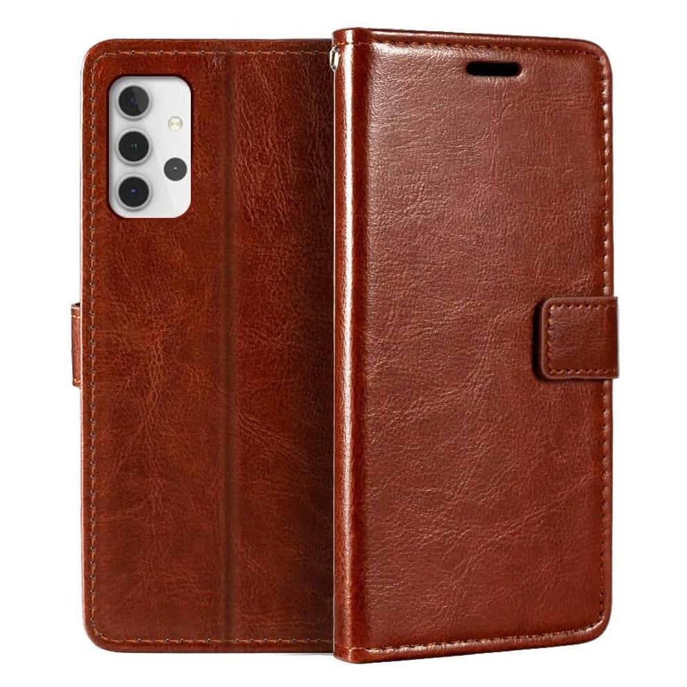 (Brown) For Samsung A20e Wallet Case PU Leather Wallet Flip Phone Case