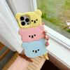 For iPhone 16 Pro Silicone Case Cute Three Bears Design Shockproof Phone Back Cover with Charm