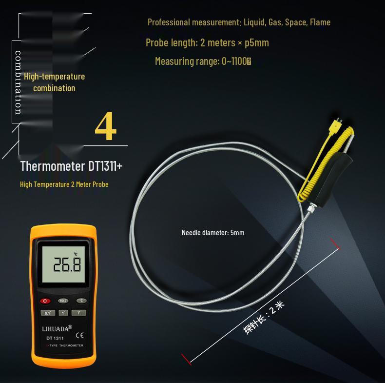 K-Type Digital Thermocouple Thermometer with Probe - High-Precision Industrial Temperature Meter.
