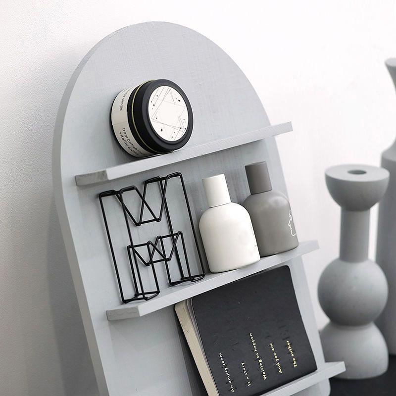 1шт деревянный органайзер для косметики белый скандинавский стиль многослойный минималистский черный серый полка для ванной комнаты дерево