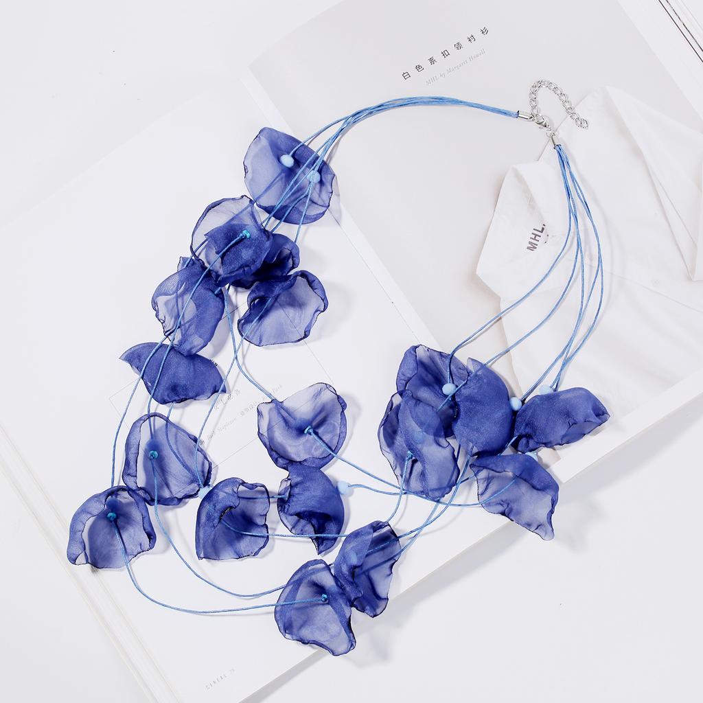 Ожерелье для женщин, аксессуары, преувеличенный темперамент, ожерелье, многослойное кружевное, цветы, сетчатая ткань, лепестки, ожерелье, женское, элегантное ожерелье