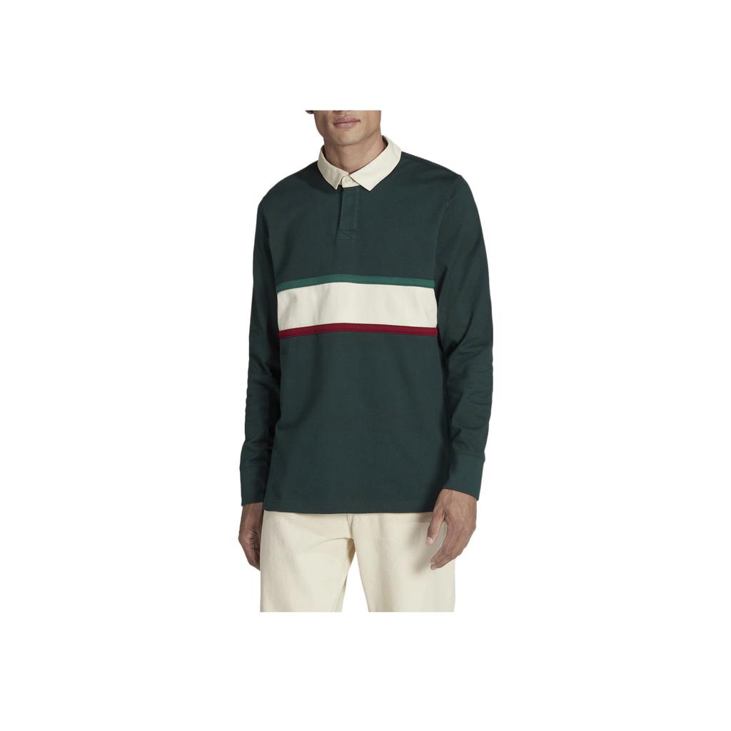 Adidas Мужские рубашки поло с длинным рукавом и полосатым воротником FMF, зеленые HF1442