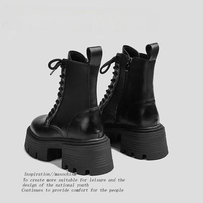 Женские ботинки Мартин 2025 осень и зима новые маленькие ботинки на толстой подошве с увеличением роста в британском стиле универсальные ботинки-локомотивы инс тренд