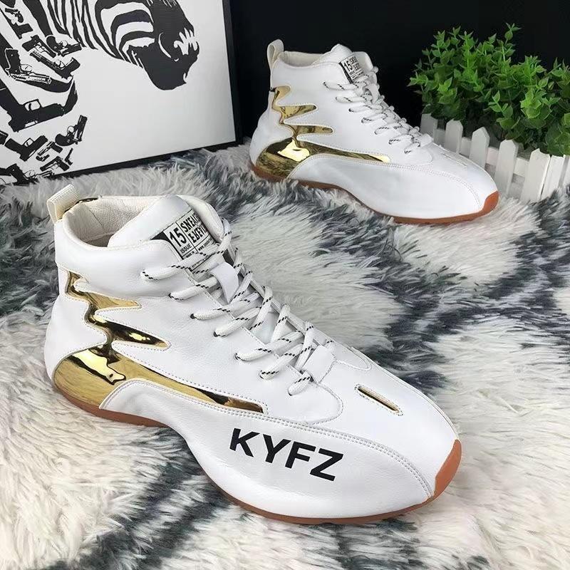 Осень-зима полосатый дизайн высокие мужские туфли повседневная мода кожаные водонепроницаемые толстые кроссовки увеличенная платформа кроссовки