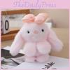 Bunny Stuffed Animal With Bow Keychain Pp Cotton Filling Key Chain