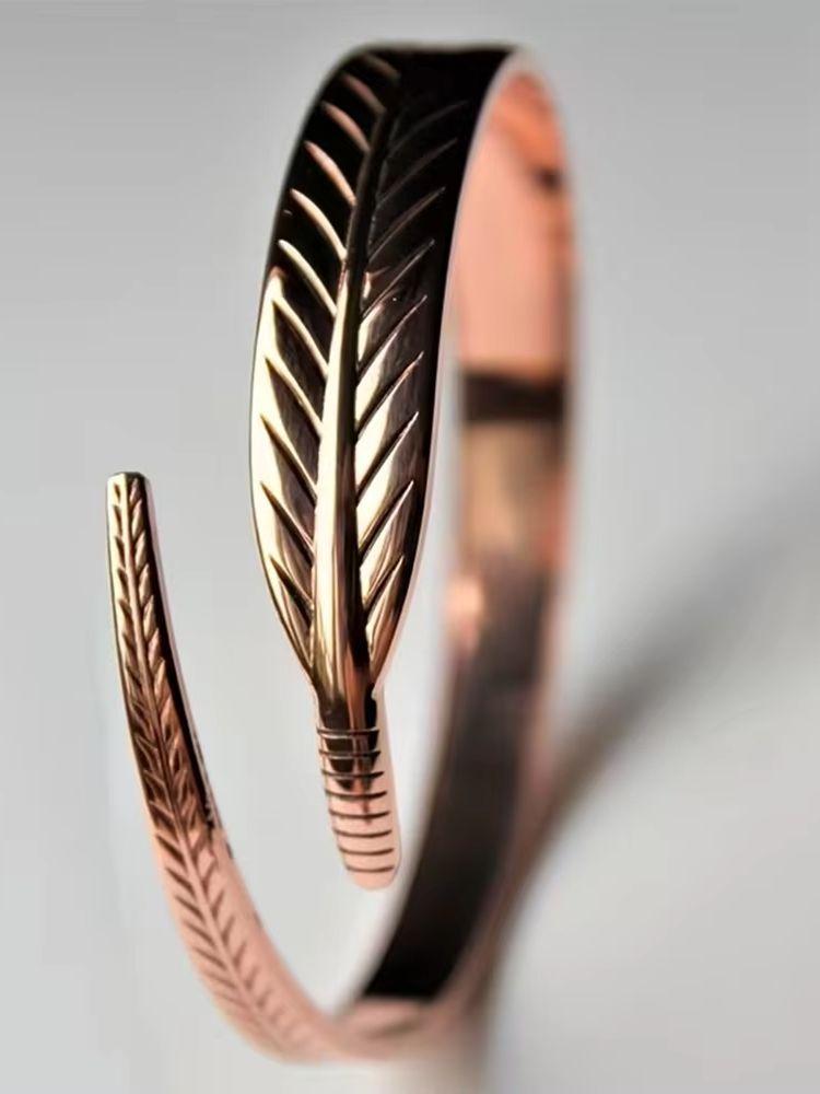 Открытое кольцо-перо Rose Gold, Регулируемое минималистичное штабелируемое кольцо для женщин