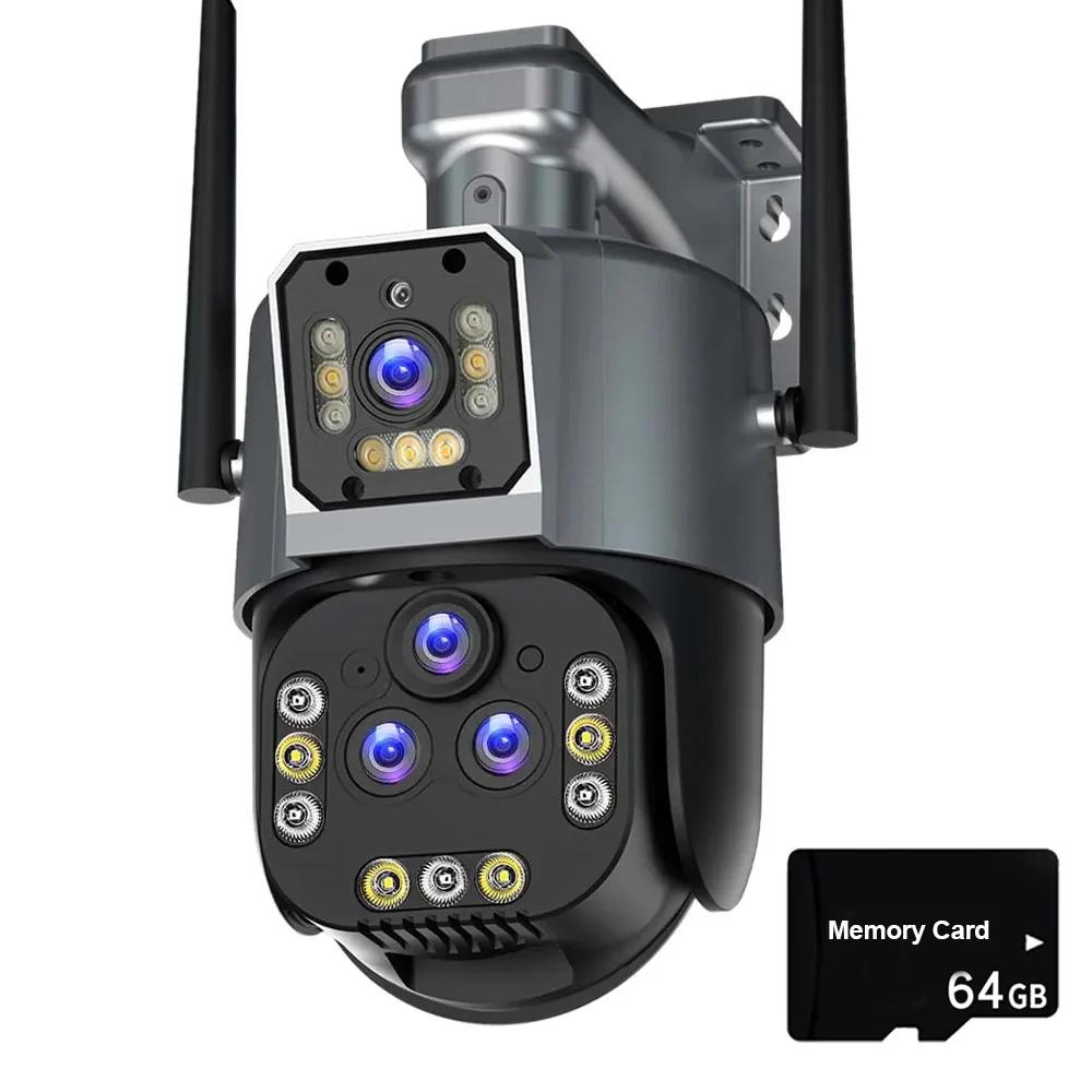 2025 20-кратный зум PTZ WiFi камера наблюдения 8K 16MP уличная 360 беспроводная видео безопасность IP-камеры четыре объектива 25 мм камера с автоматическим слежением