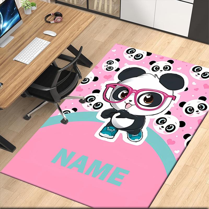 Custom Name Luluca Panda Printed Carpet, for Office Chair Living Room Bedroom Kitchen Room Decor Gifts.