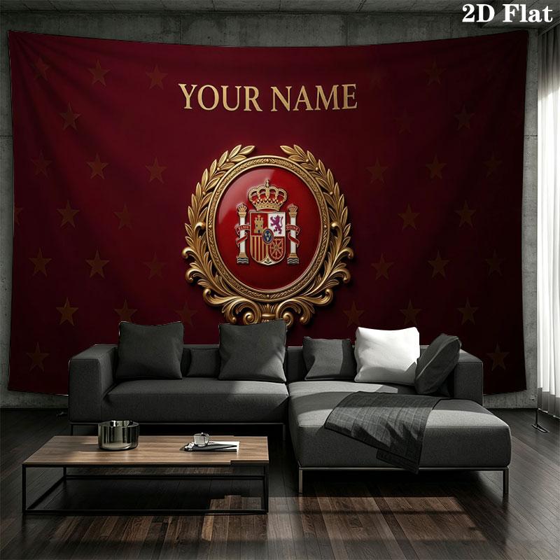 Custom Name,Spain Wall tapestry, aesthetic printed fabric blanket, suitable for bedroom, living room, and home decor.