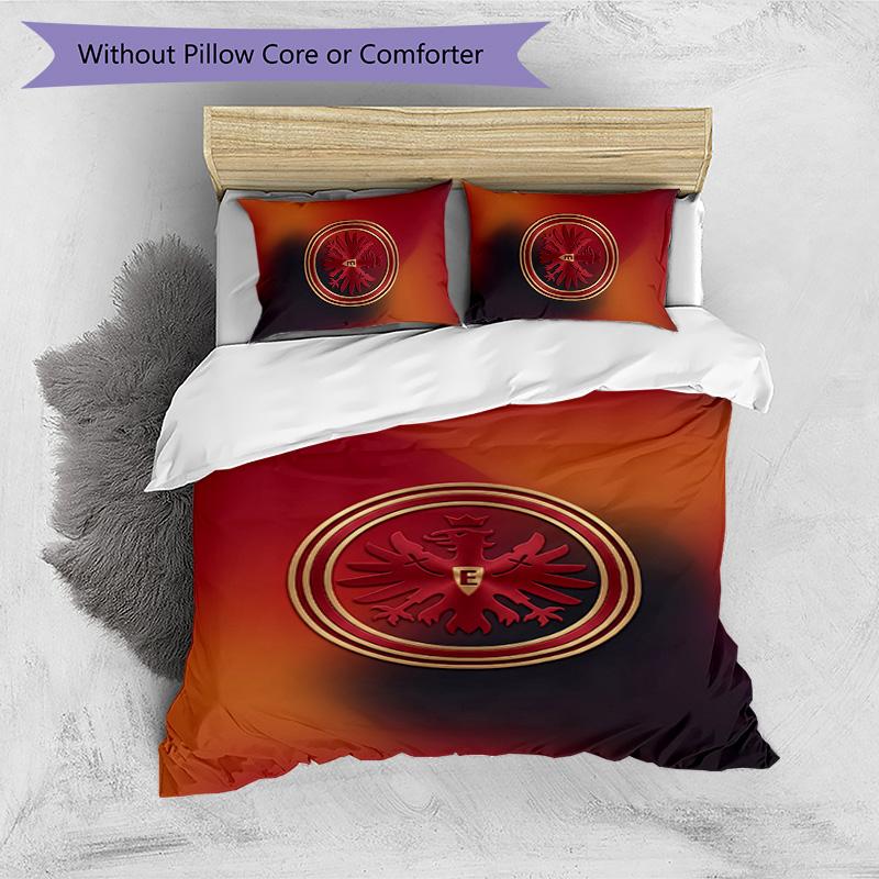 Eintracht Frankfurt Football Printed 3 Pieces Bedding Set, Comfortable Skin Friendly Bedroom Duvet Cover Set