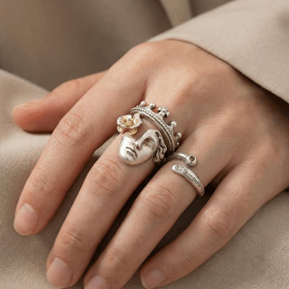 Elegant Masquerade Mask Ring Minimalist Stacked Ring Unique Venus Crown Ring Special Occasion