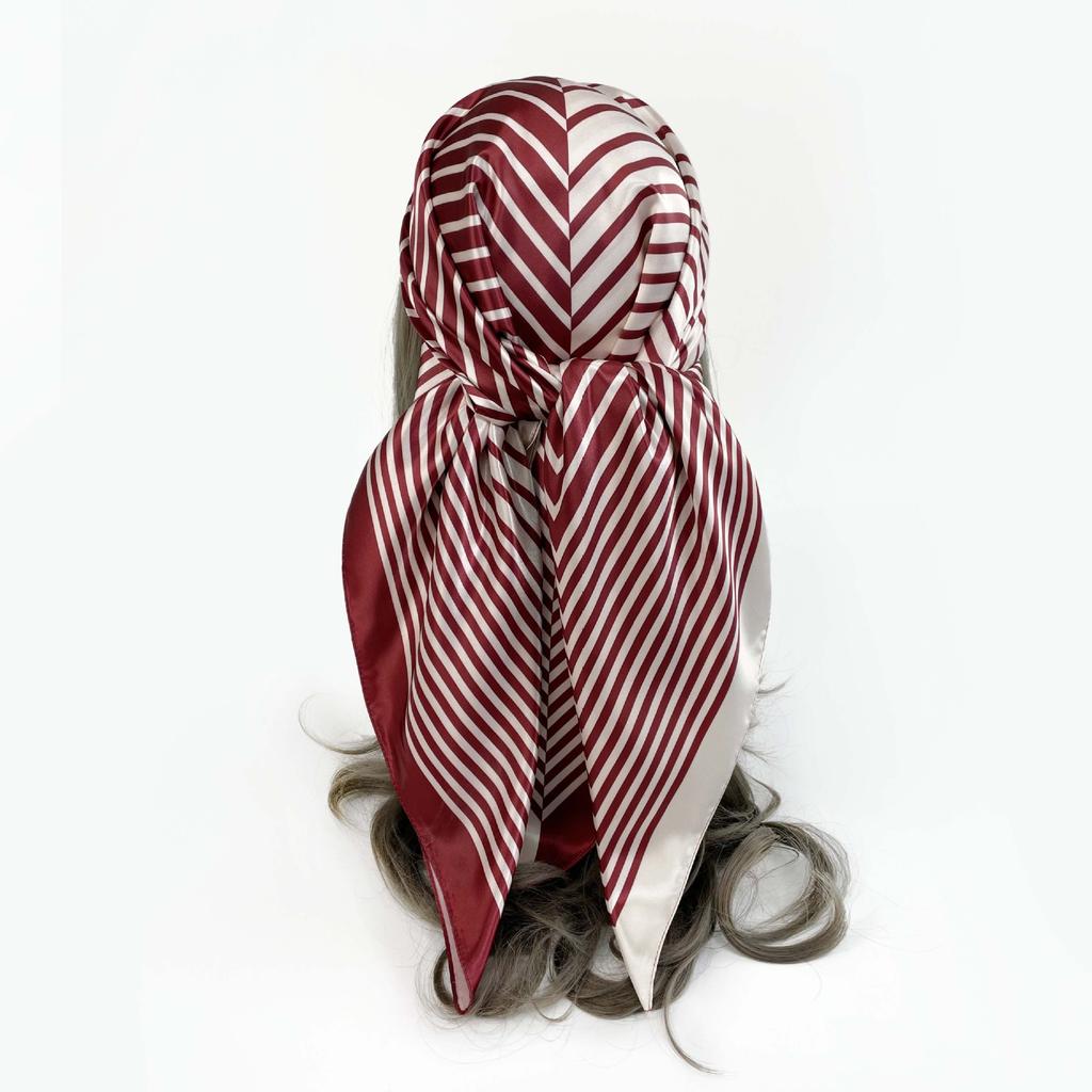 Fashion Ladies Silk Scarf Large Square Scarf 90cm Back Print Turban New Silk Satin Shawl Ladies Scarf