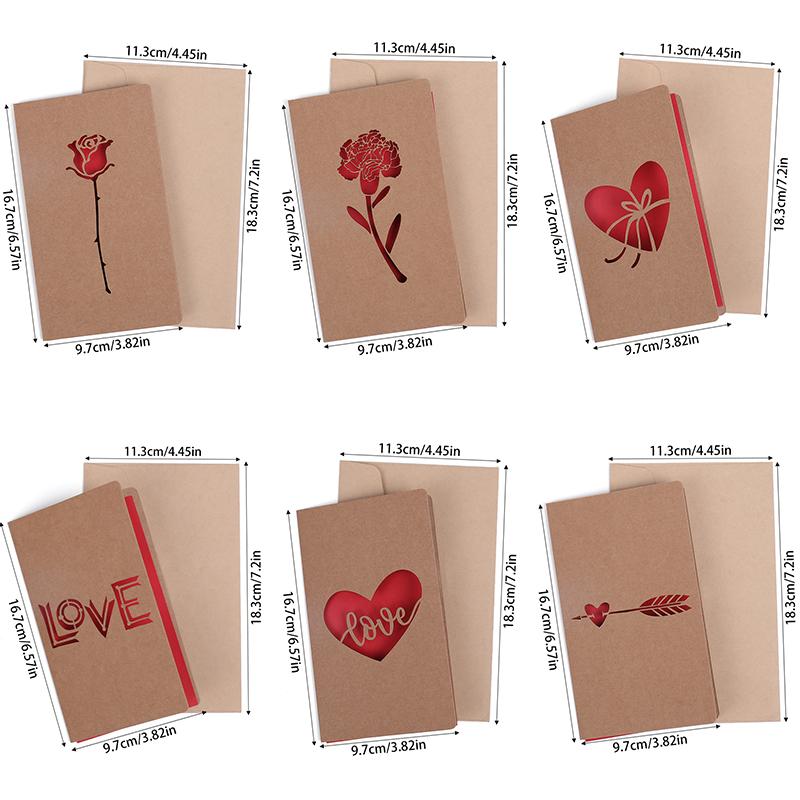 Вырезанные цветы в форме сердца на День святого Валентина Поздравительная открытка на День матери с конвертом Подарочная карта Приглашение на день рождения Принадлежности для свадебных торжеств