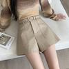 Shorts Women's High Waist Slacks Stylish Loose Wide Leg Leather Pants