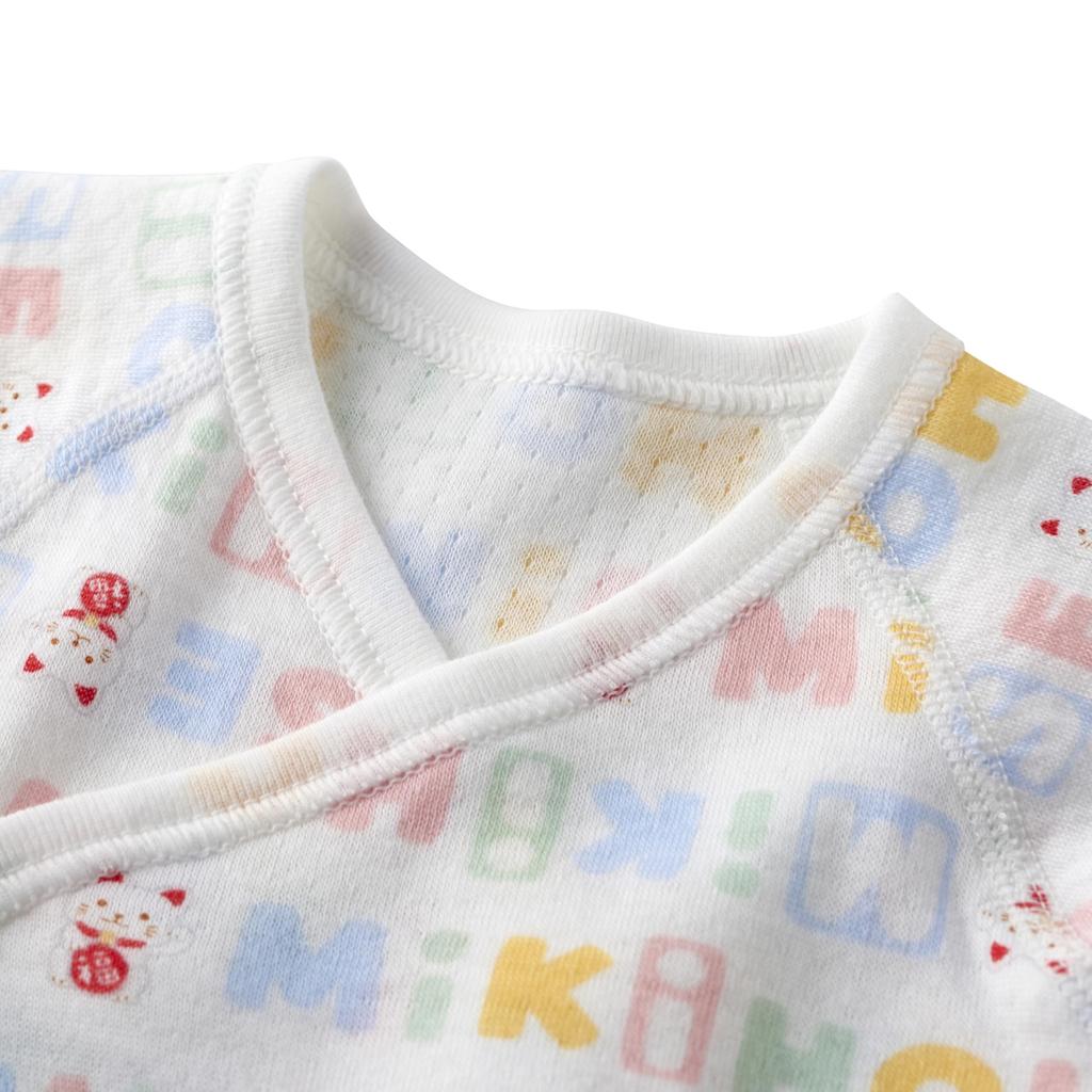 MIKI HOUSE Baby Short Undershirt, All-Over Print, 100% Cotton, Made in Japan, for Boys and Girls, Newborn, 60-70cm, Sax, 40-2121-145