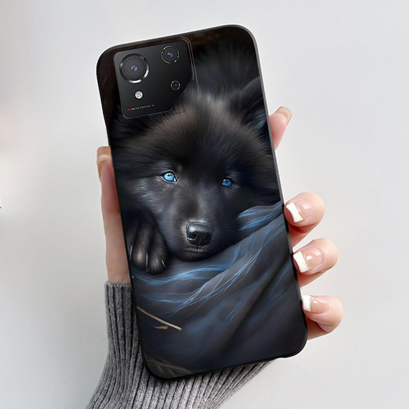 Чехол для Asus ROG Phone 8 Чехол для телефона ROG 8 Pro Роскошный Милый Кролик с Сердечком Забавный Черный Мягкий ТПУ Силикон Защитная Задняя Крышка