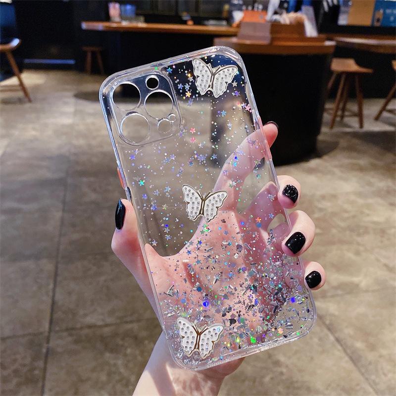 Подходит для чехла для мобильного телефона IPhone16Promax Защита глаз Розовый флэш Бабочка 1413 Apple 15 Защитный чехол Роскошный