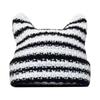 Новая японская уличная одежда Harajuku Beanie Little Devil полосатая вязаная шапка для женщин и девочек осень-зима милая шапка с кошачьими ушками
