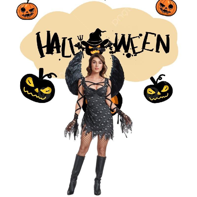 Потрясающий костюм зомби-вампира с крыльями ангела для женщин в стиле темного фэнтези