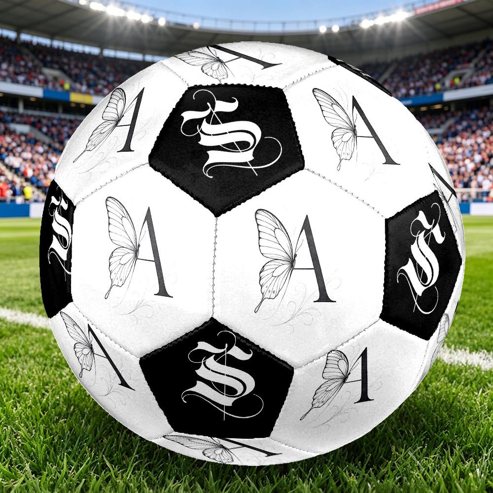 1PC Butterfly Letter Serif Soccer Ball Size 5 Football Machine Sewn Indoor/Outdoor Universal Football Gift W116