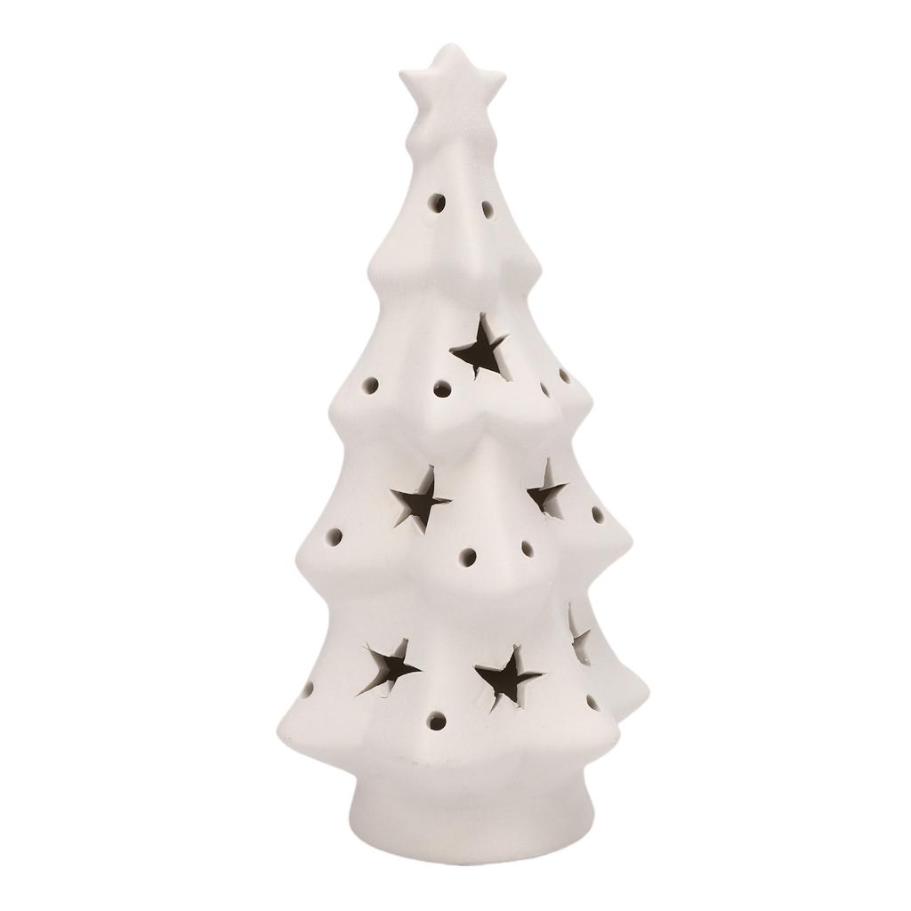Light Up Ceramic Xmas Tree Lighted Xmas Tree Figurine Battery Operated for Home Tabletop Holiday Decoration