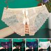 Women Panties Low Waist Open Crotch Bow Decor Thin See-through Lace Seamless Elastic Soft Breathable Lady Panties Underpants Female Underwear