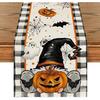 Halloween Gnome Yellow Car Black White and Check Table Runner Seasonal Kitchen Dining Table Decoration Flag Autumn Home Party Tablecloth Decor 13x72