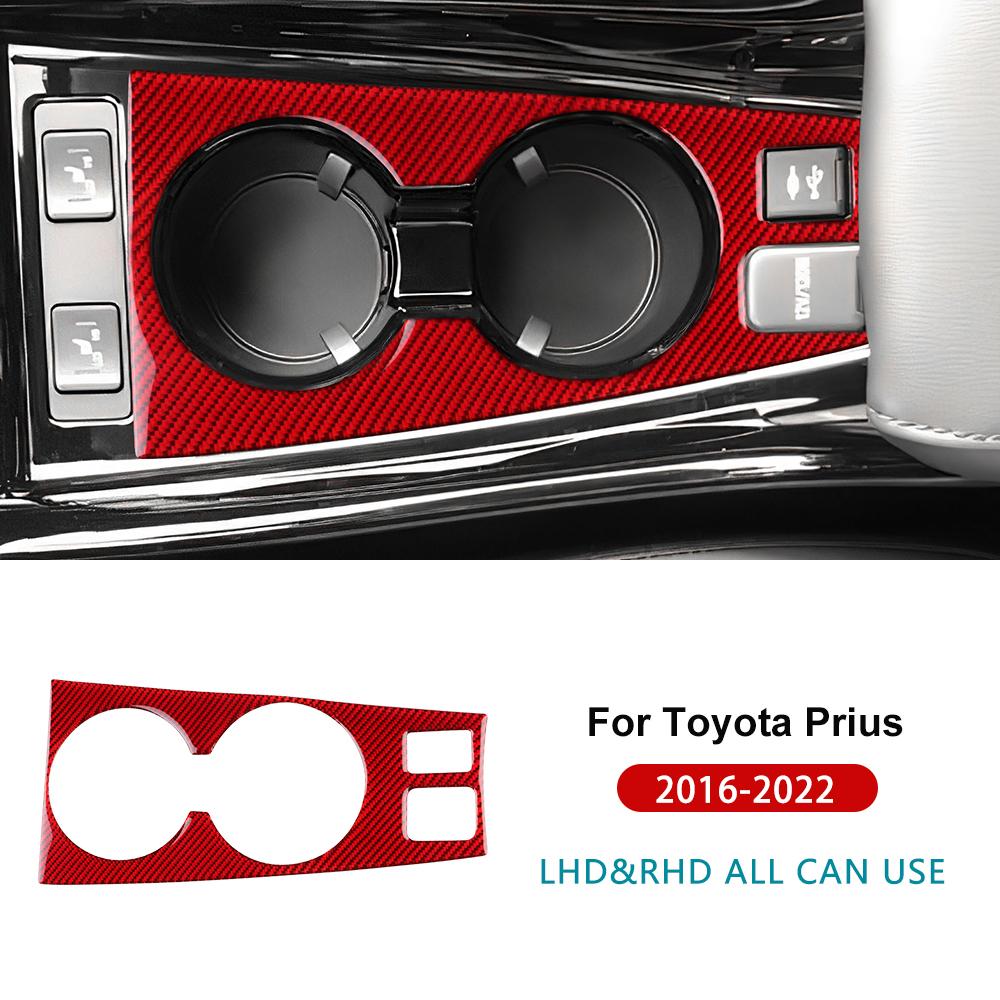 Для Toyota Prius 2016 2017 2018 2019 2020 2021 2022 Наклейка из настоящего мягкого углеродного волокна Рамка держателя стакана центральной консоли автомобиля LHD RHD