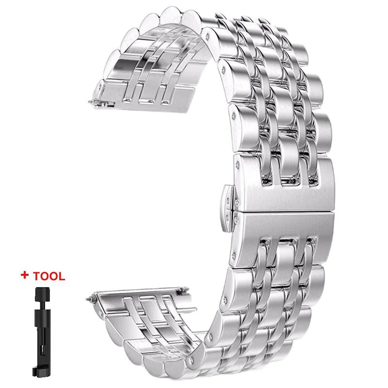 Ремешок из нержавеющей стали 22 мм 20 мм для Samsung Watch 3 4 5 45 мм Gear S3 46 мм 42 мм Active2 40 44 мм Металлический ремешок Браслет