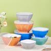Штабелируемая квадратная пластиковая миска с крышкой. Большое отверстие. Компактная салатница для приготовления еды. Кухонные принадлежности.