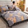 Light luxury high-end thickened milk fleece four-piece set, winter warm quilt cover, double-sided coral fleece anti-static three-piece set