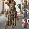 JPNTKY Модные Летние Весенние Платья Повседневные с Коротким Рукавом и V-образным Вырезом Уникальный Дизайн