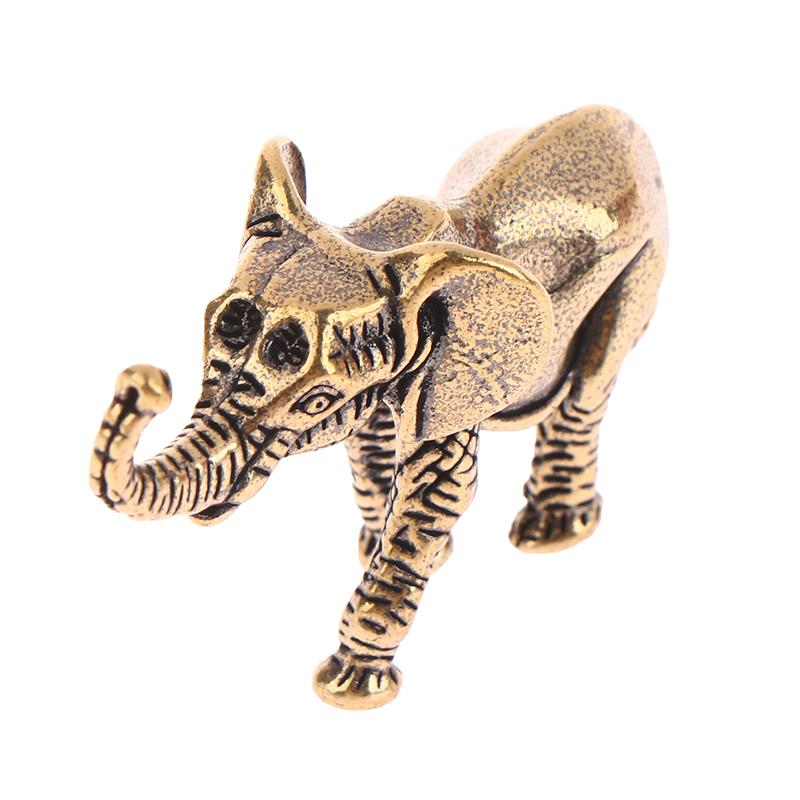 Antique Bronze Minature Elephant Figurines Tea Pet Table Ornament Decoration