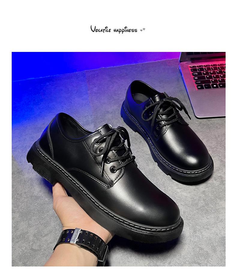 Мужские повседневные черные кожаные ботинки Мартин - Маленькие, Формальные, Деловые, Рабочие туфли