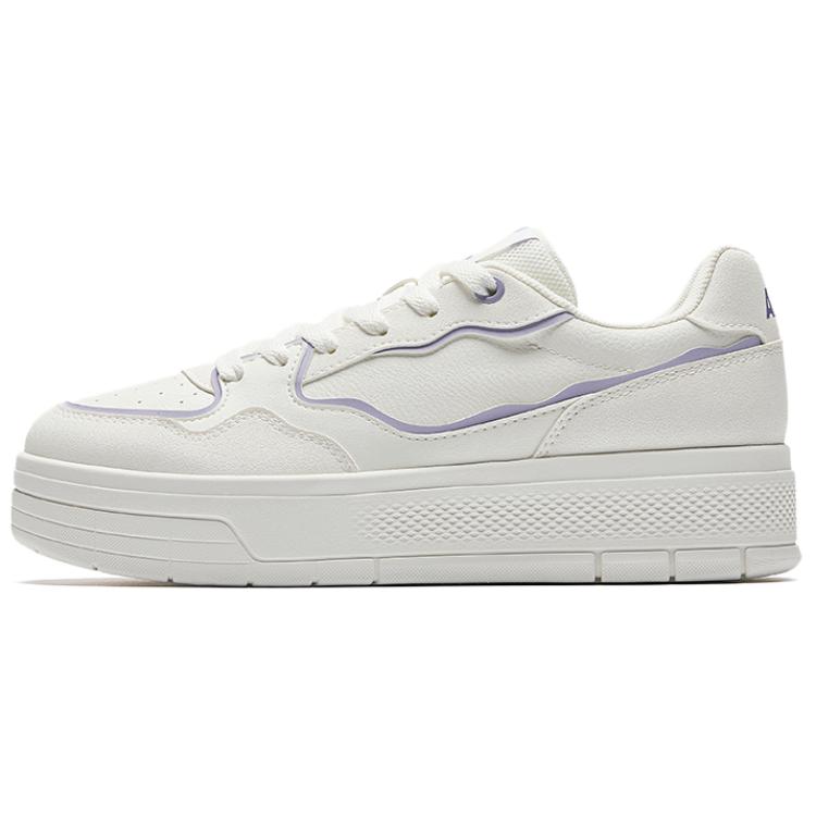 New Anta Slip Resistant, Abrasion Resistant, Lightweight Low Top Skateboard Shoes Women's White Light Purple 122538037-3