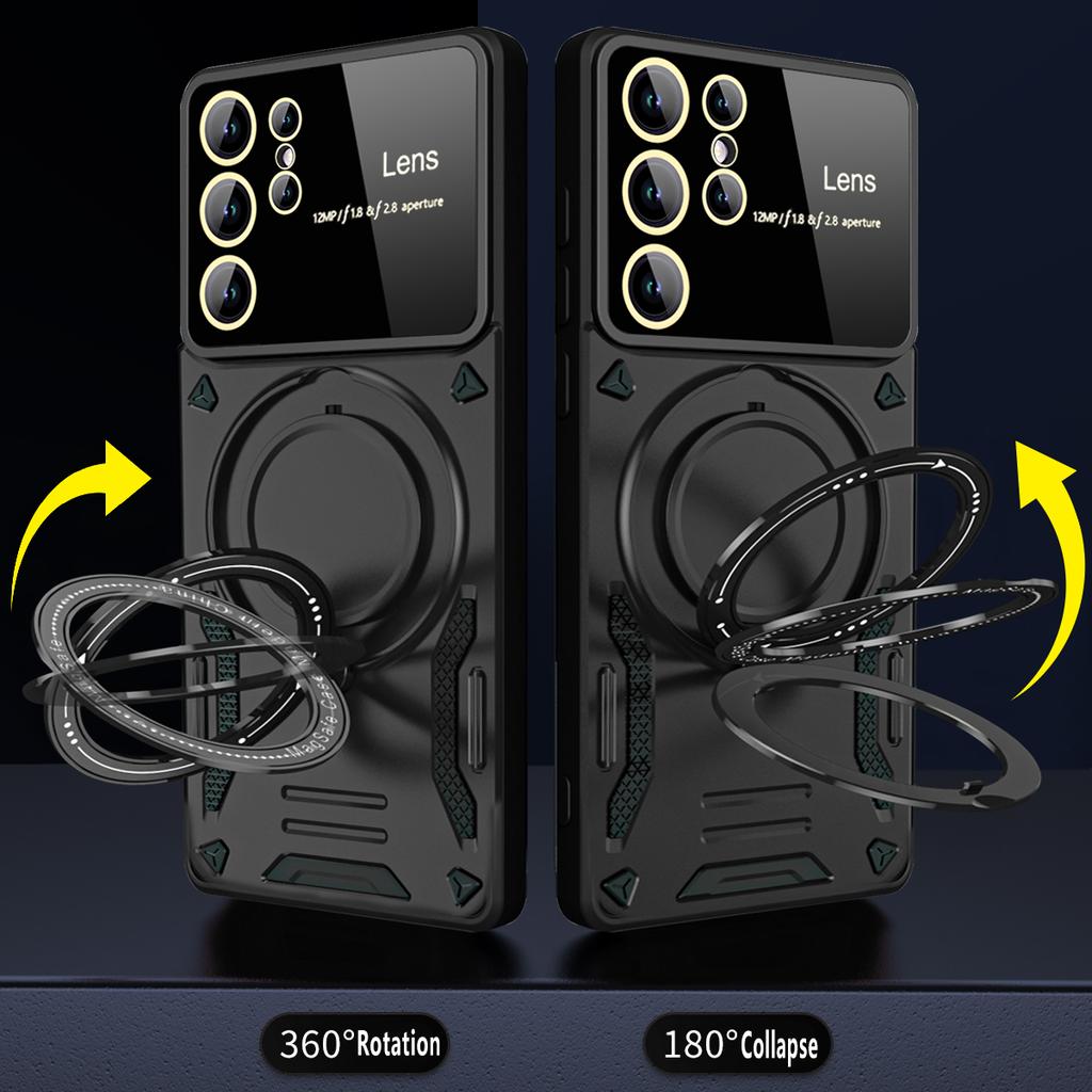 Противоударный чехол для Samsung Galaxy S24 S23 S22 S21 S20 FE Plus Ultra A25 5G Магнитное кольцо-подставка Защитная крышка для камеры телефона