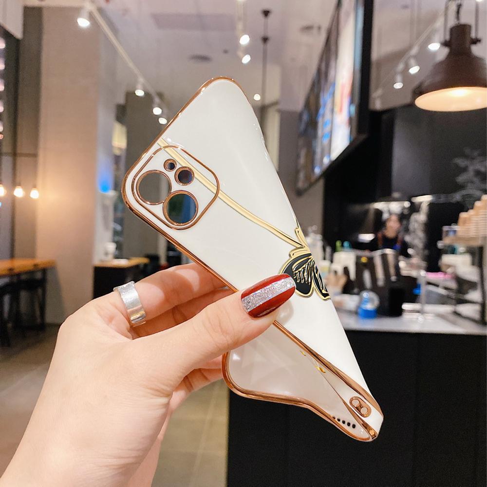 Модный черный чехол для телефона с покрытием бабочки для iPhone 11 13 15 Samsung Galaxy A52 Xiaomi Redmi 12C Note 10 Pro Oneplus Мягкие чехлы для смартфонов