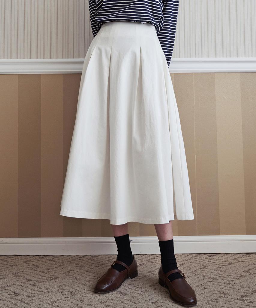 Roeil Flare Cotton Midi Skirt - Ivory