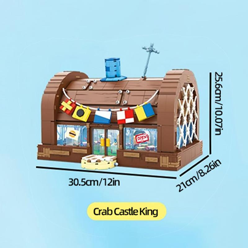 Мультфильм Губка Боб Ресторан Красти Краб Строительные Блоки Креативные Сцены Столовой Модель Кирпичи Настольные Украшения Игрушка Для Ребенка Подарок