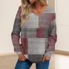 Women's Fashion Casual Long Sleeve Printed V- Neck Sweater Top