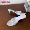 Fashion Fashion Butterfly-Knot Ladies High Heels Sandals Slides Shoes Female Slip On Footwear Round Toe Women Heeled Sandals Shoes Pumps